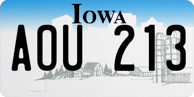 IA license plate AOU213
