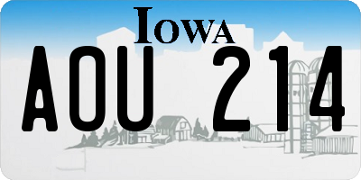 IA license plate AOU214