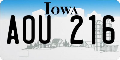 IA license plate AOU216