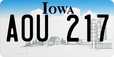 IA license plate AOU217