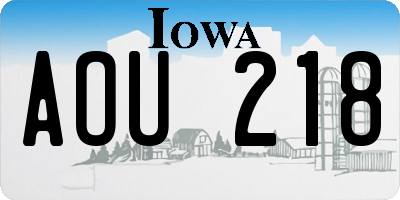 IA license plate AOU218