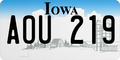IA license plate AOU219