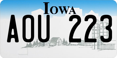 IA license plate AOU223