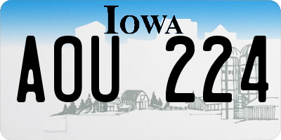 IA license plate AOU224