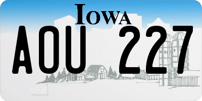 IA license plate AOU227