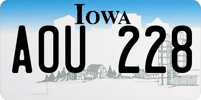 IA license plate AOU228