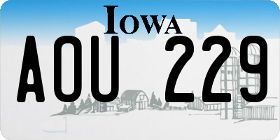 IA license plate AOU229