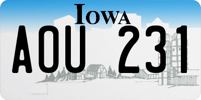 IA license plate AOU231