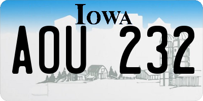 IA license plate AOU232