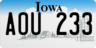 IA license plate AOU233