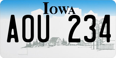 IA license plate AOU234