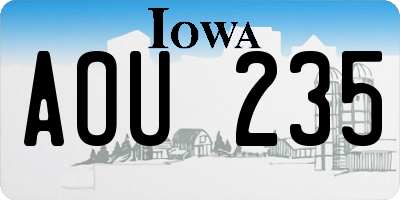 IA license plate AOU235