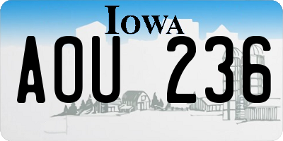 IA license plate AOU236