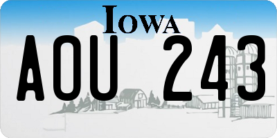 IA license plate AOU243