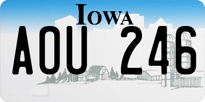 IA license plate AOU246