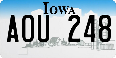 IA license plate AOU248