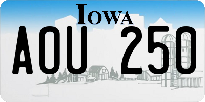 IA license plate AOU250