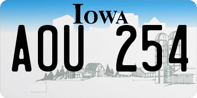 IA license plate AOU254