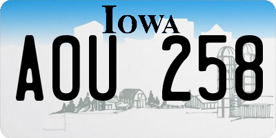 IA license plate AOU258