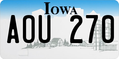 IA license plate AOU270