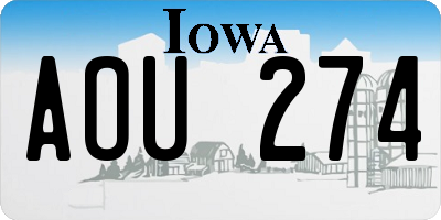 IA license plate AOU274