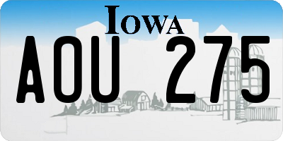 IA license plate AOU275