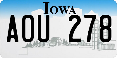 IA license plate AOU278