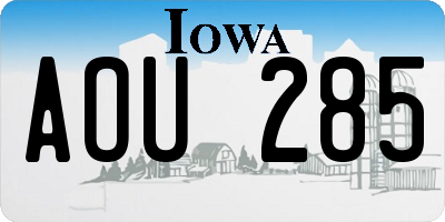 IA license plate AOU285