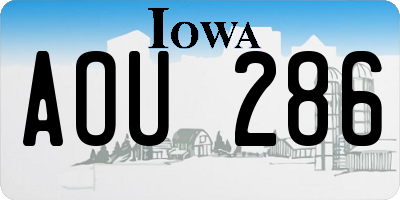 IA license plate AOU286