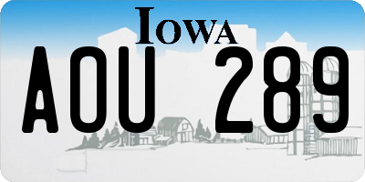 IA license plate AOU289