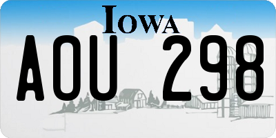 IA license plate AOU298