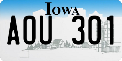 IA license plate AOU301