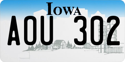 IA license plate AOU302