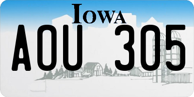 IA license plate AOU305