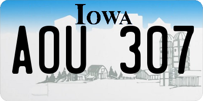 IA license plate AOU307
