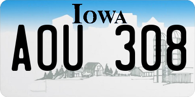 IA license plate AOU308