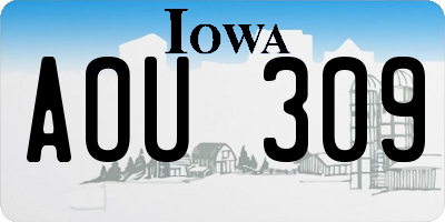 IA license plate AOU309
