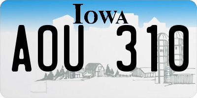 IA license plate AOU310