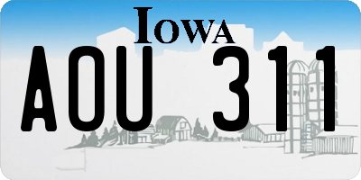 IA license plate AOU311