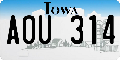 IA license plate AOU314
