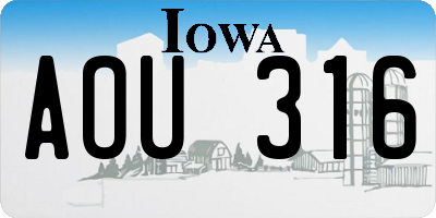 IA license plate AOU316