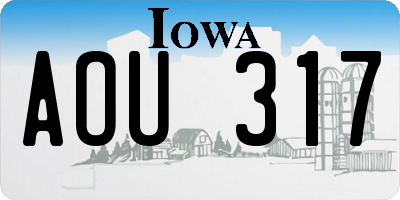 IA license plate AOU317