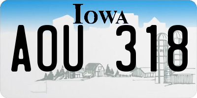 IA license plate AOU318