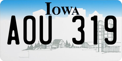 IA license plate AOU319