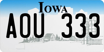 IA license plate AOU333