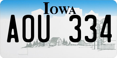 IA license plate AOU334