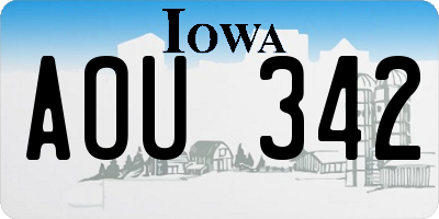 IA license plate AOU342