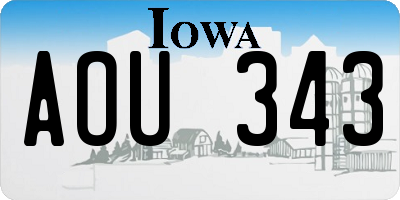 IA license plate AOU343