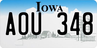 IA license plate AOU348