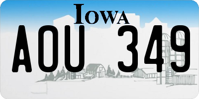 IA license plate AOU349
